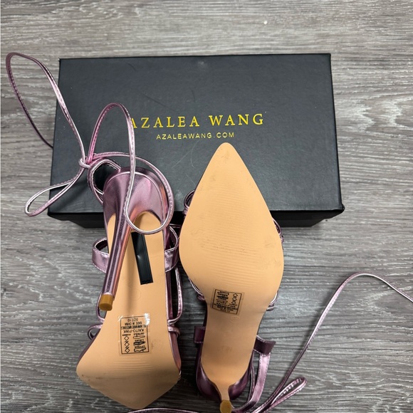 AZALEA WANG KAITO PINK METALLIC STILETTO POINTED TOE SANDAL - Picture 3 of 4